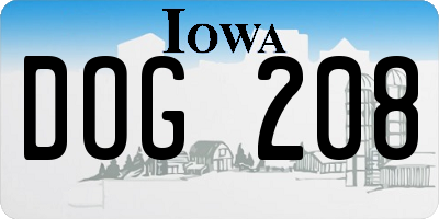 IA license plate DOG208