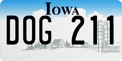 IA license plate DOG211