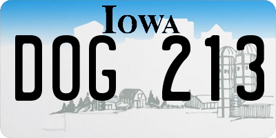 IA license plate DOG213
