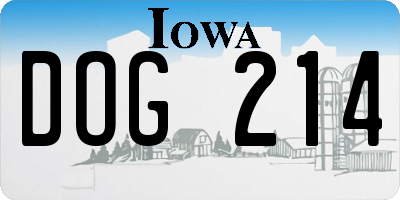 IA license plate DOG214