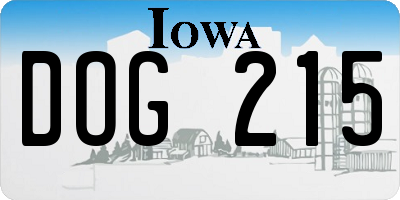 IA license plate DOG215