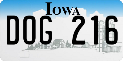 IA license plate DOG216
