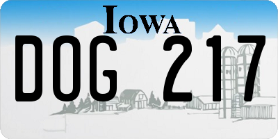 IA license plate DOG217