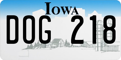 IA license plate DOG218