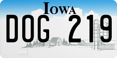 IA license plate DOG219