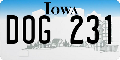 IA license plate DOG231