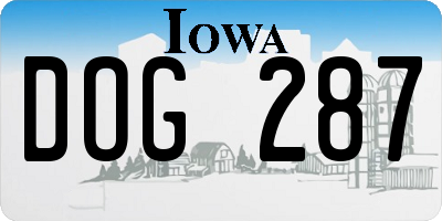 IA license plate DOG287