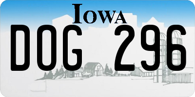 IA license plate DOG296