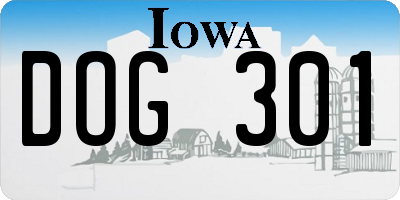IA license plate DOG301