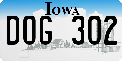IA license plate DOG302