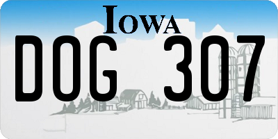 IA license plate DOG307