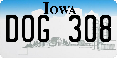 IA license plate DOG308