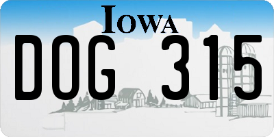 IA license plate DOG315