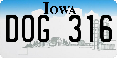 IA license plate DOG316