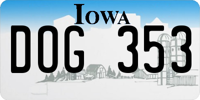 IA license plate DOG353