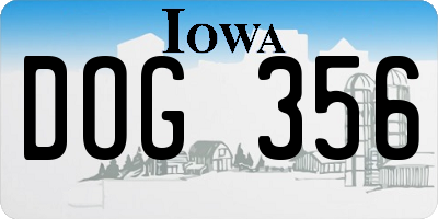 IA license plate DOG356