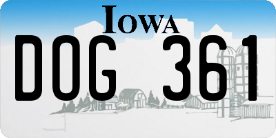 IA license plate DOG361