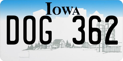IA license plate DOG362