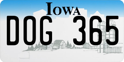 IA license plate DOG365