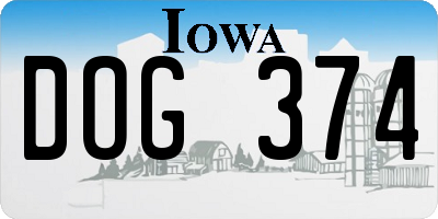 IA license plate DOG374