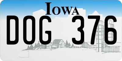 IA license plate DOG376