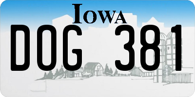 IA license plate DOG381