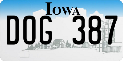 IA license plate DOG387