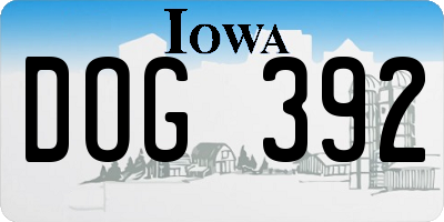 IA license plate DOG392