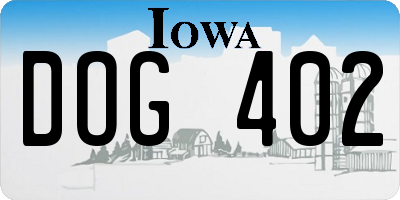 IA license plate DOG402