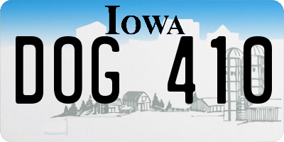 IA license plate DOG410