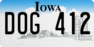 IA license plate DOG412