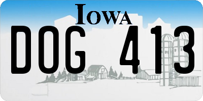 IA license plate DOG413
