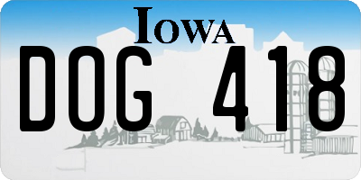 IA license plate DOG418