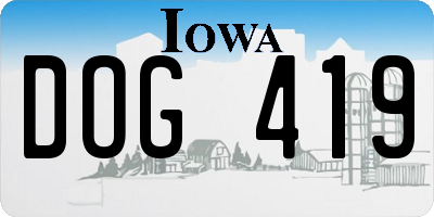 IA license plate DOG419