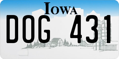 IA license plate DOG431