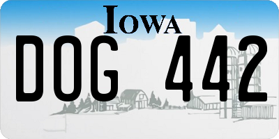 IA license plate DOG442