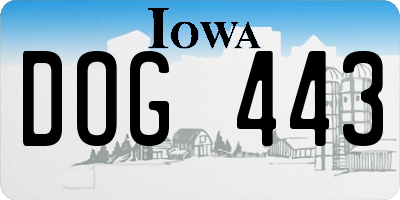 IA license plate DOG443