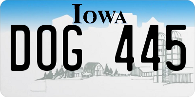 IA license plate DOG445