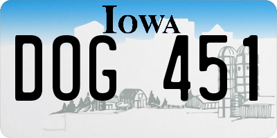 IA license plate DOG451