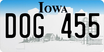 IA license plate DOG455