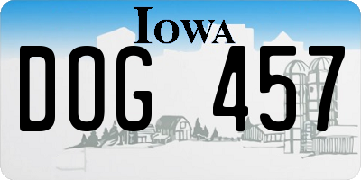 IA license plate DOG457