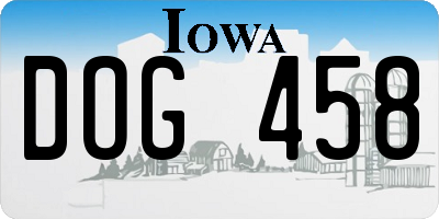 IA license plate DOG458