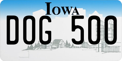 IA license plate DOG500
