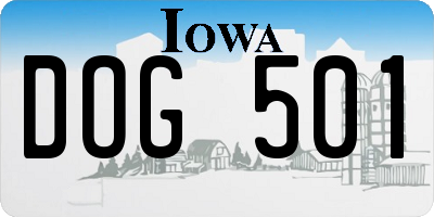 IA license plate DOG501