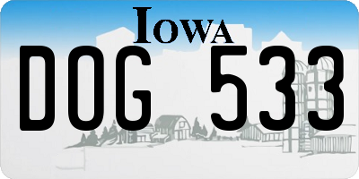 IA license plate DOG533