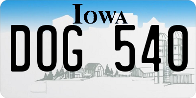 IA license plate DOG540