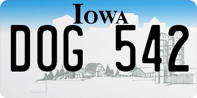 IA license plate DOG542