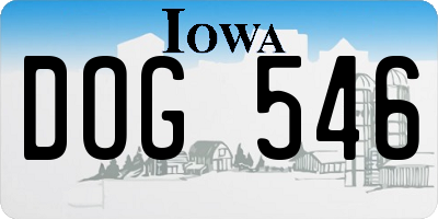 IA license plate DOG546
