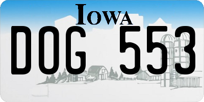 IA license plate DOG553