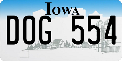 IA license plate DOG554